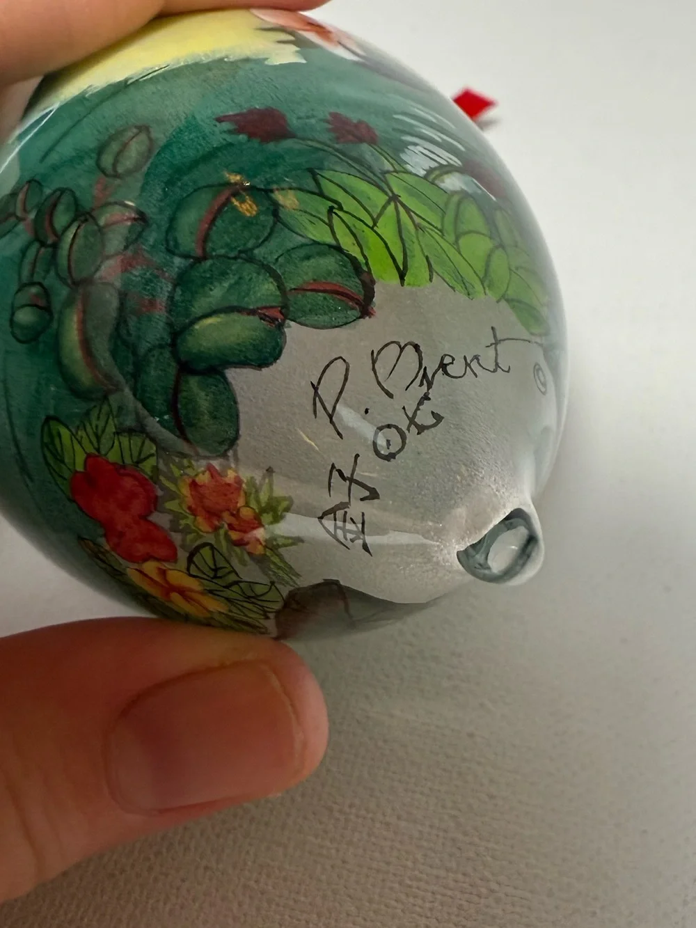 Vintage Pink Flamingo Reverse Painting Glass Ornament Paul Bent Design Florida